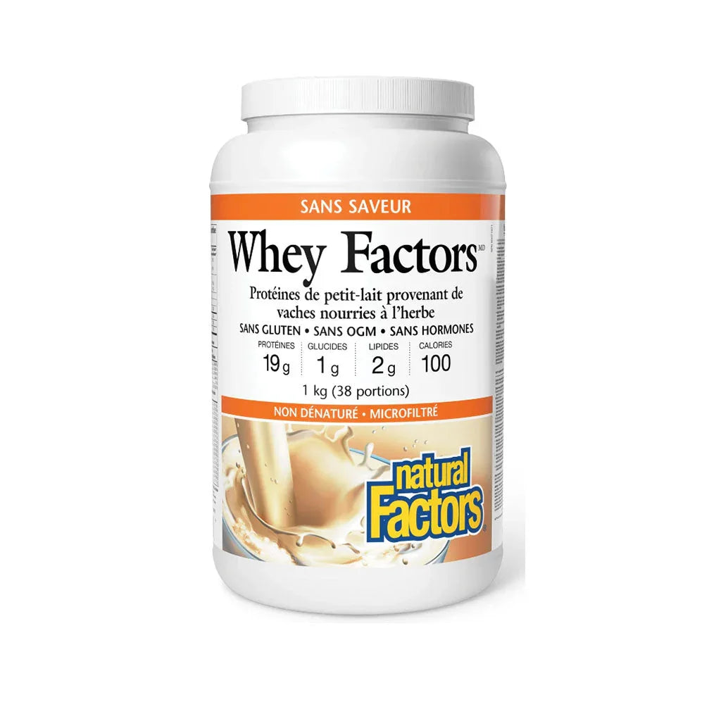natural factors whey factors unflavored 1 kg - La Boite à Grains
