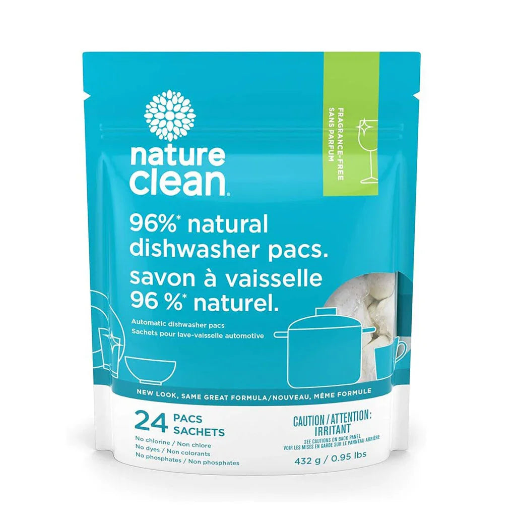 nature clean fragrance-free dishwasher sachets 24 sachets 432 g