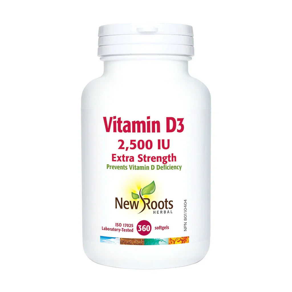 Vitamin D3 2500 IU extra strength New Roots - La Boite à Grains