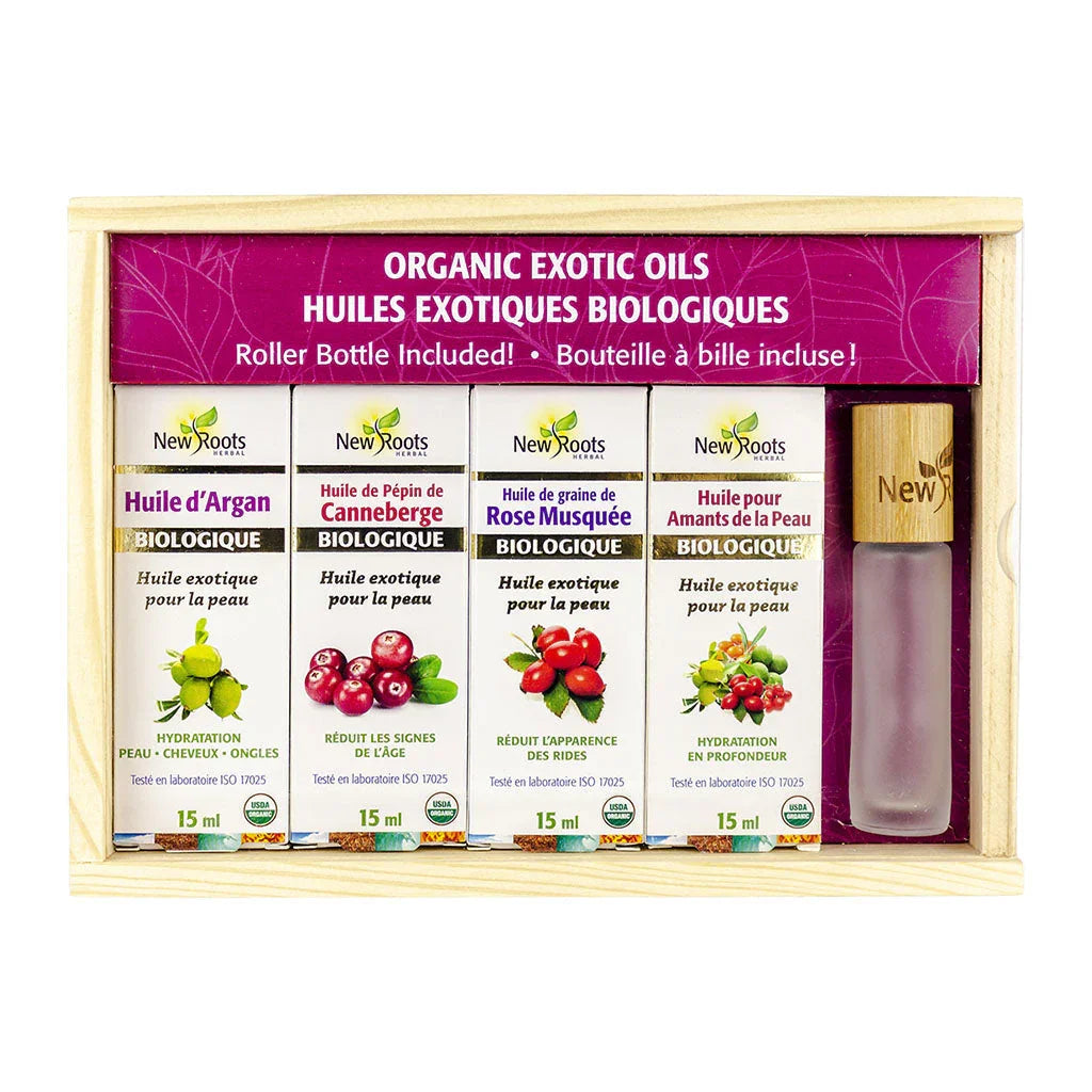 organic exotic oils New Roots box - La Boite à Grains