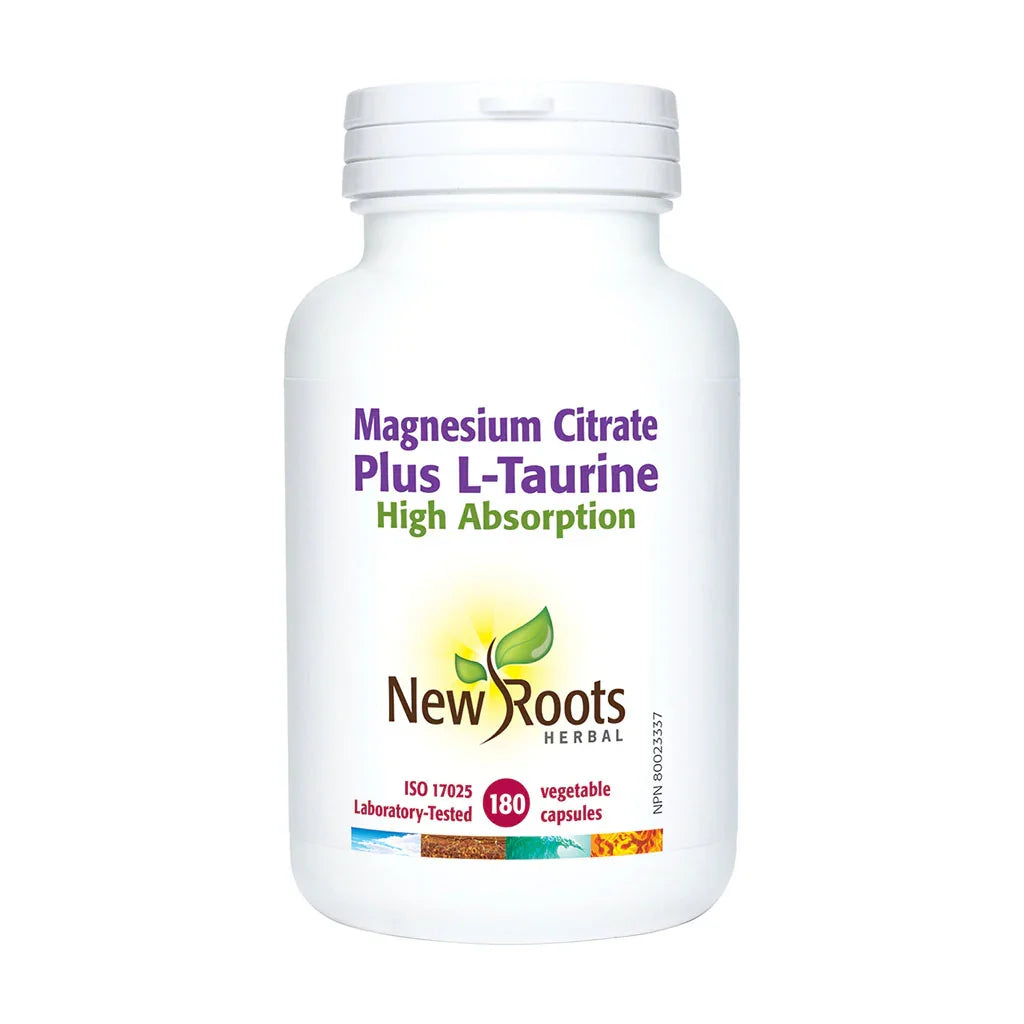 Magnesium citrate plus l-taurine New Roots Herbal - La Boite à Grains