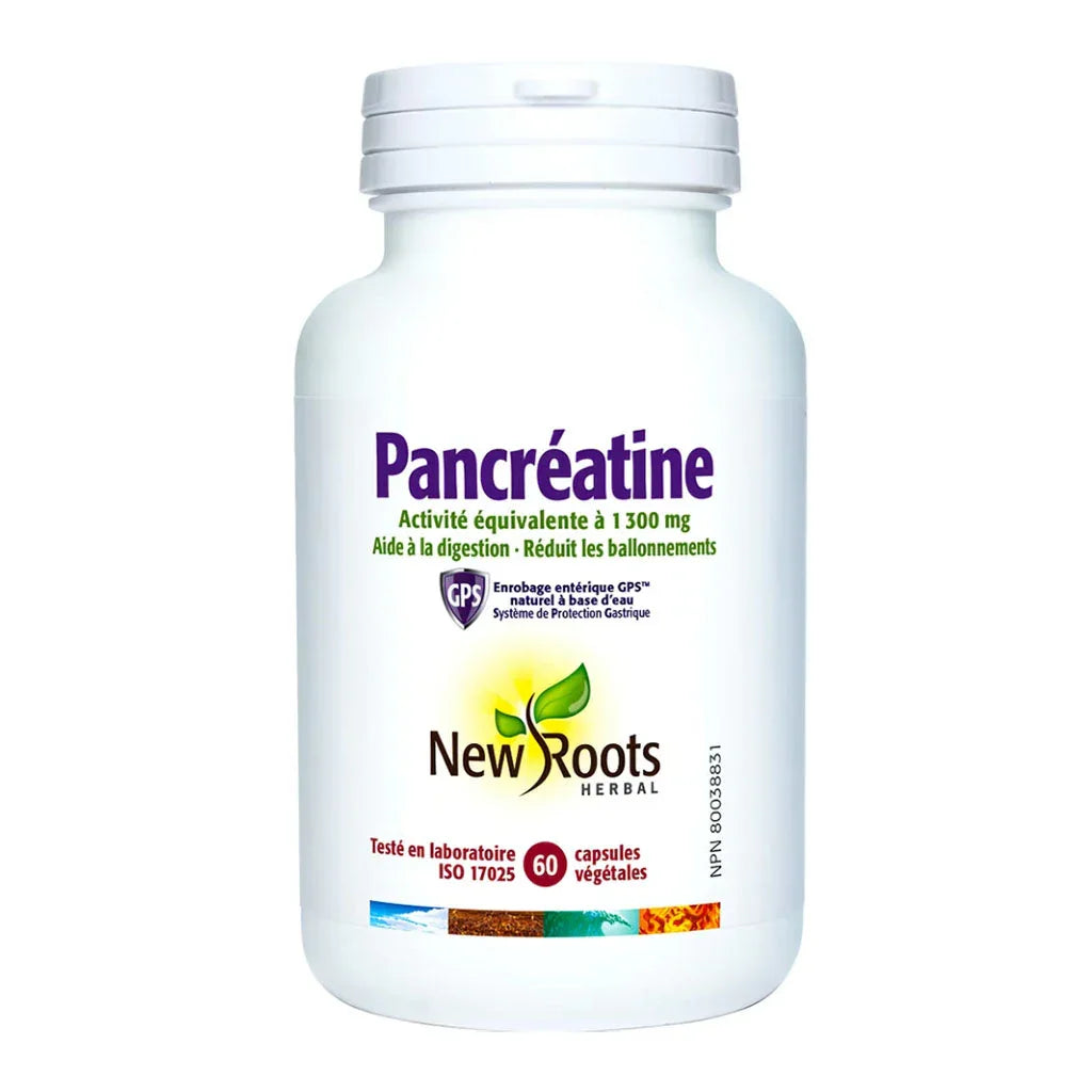 new roots herbal pancréatine 1300 mg 60 capsules végétales