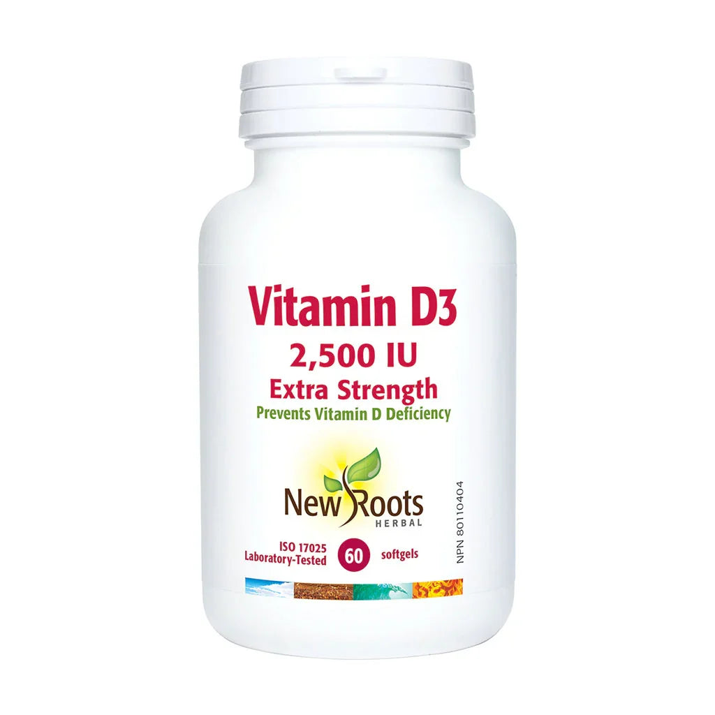 Vitamin D3 2500 IU extra strength New Roots - La Boite à Grains