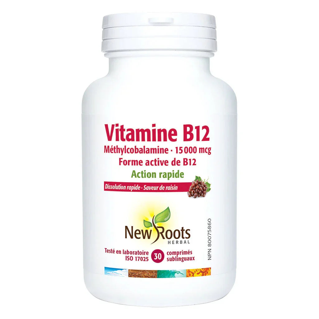 new roots herbal vitamine b12 méthylcobalamine 15000 mcg 30 comprimés sublinguaux