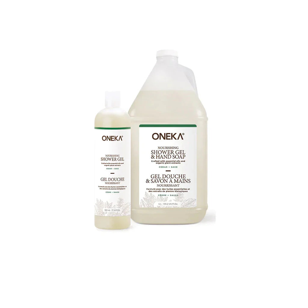 oneka cedar and sage nourishing shower gel and hand soap in bulk