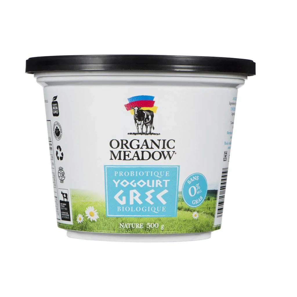 yogourt grec probiotique biologique 0% Organic Meadow - La Boite à Grains