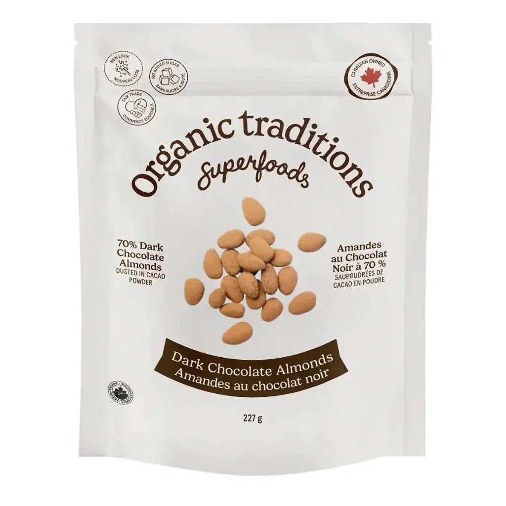 amandes au chocolat noir biologiques Organic Traditions - La Boite à Grains