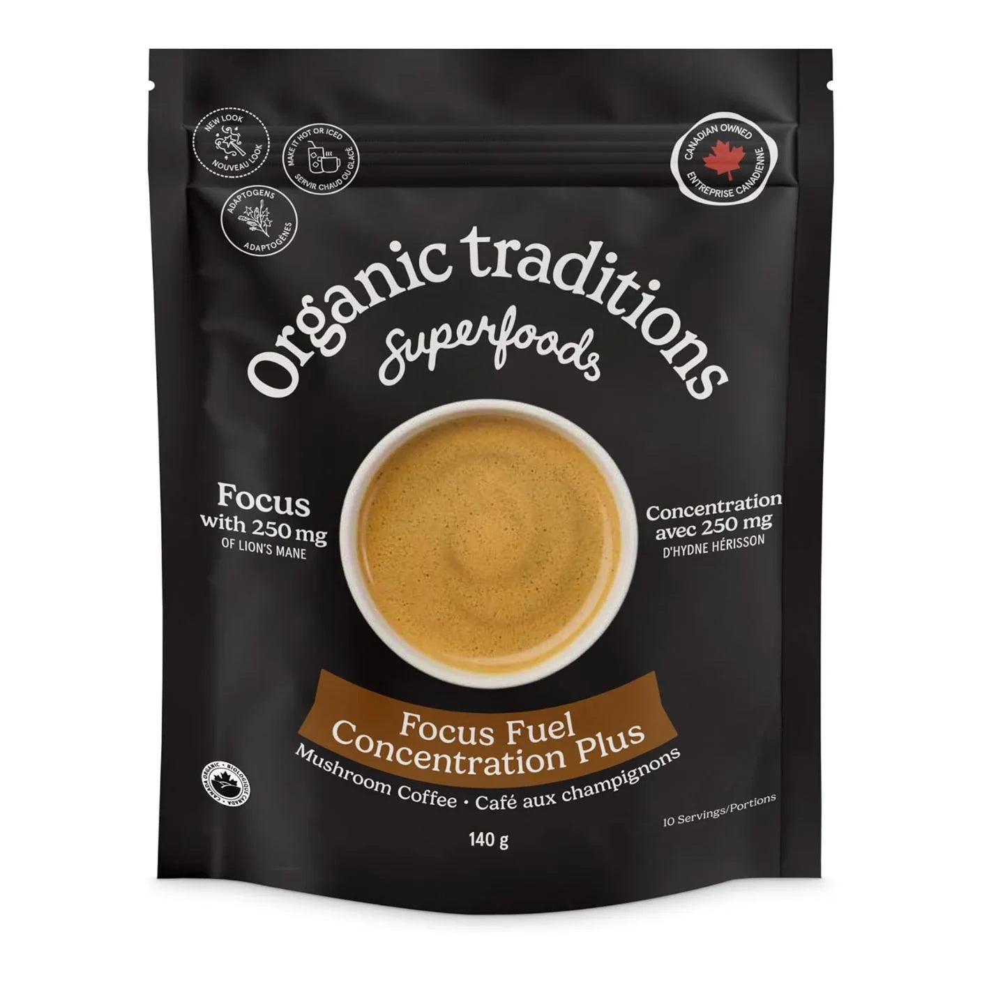 Focus Fuel café aux champignons Organic Traditions - La Boite à Grains