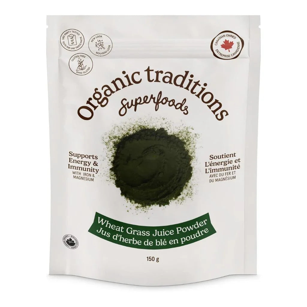jus d'herbe de blé en poudre biologique Organic Traditions - La Boite à Grains