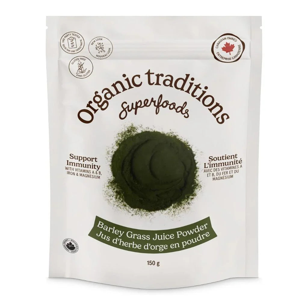 jus d'herbe d'orge en poudre biologique Organic Traditions - La Boite à Grains