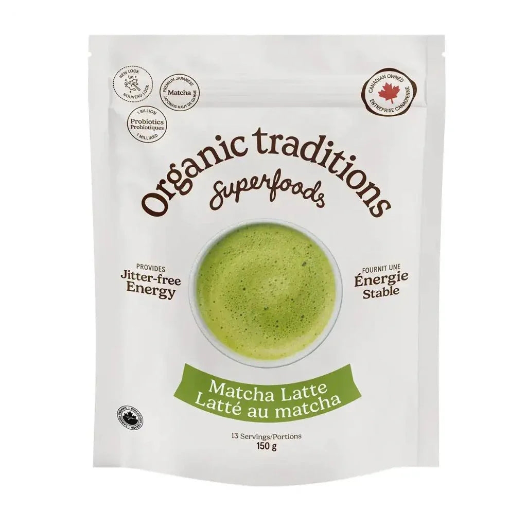 latté matcha avec probiotiques Organic Traditions - La Boite à Grains