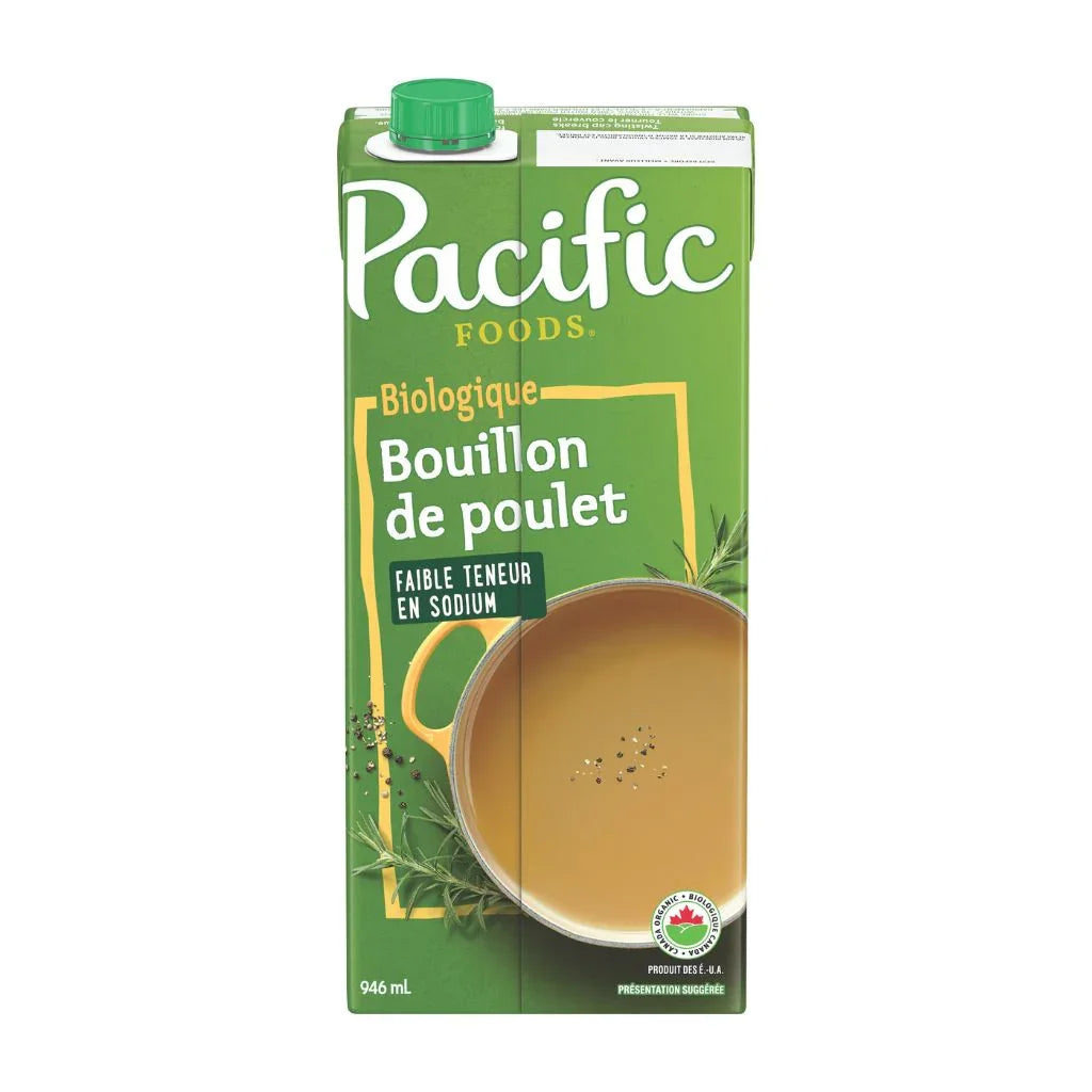 bouillon de poulet faible teneur en sodium biologique Pacific Foods - La Boite à Grains