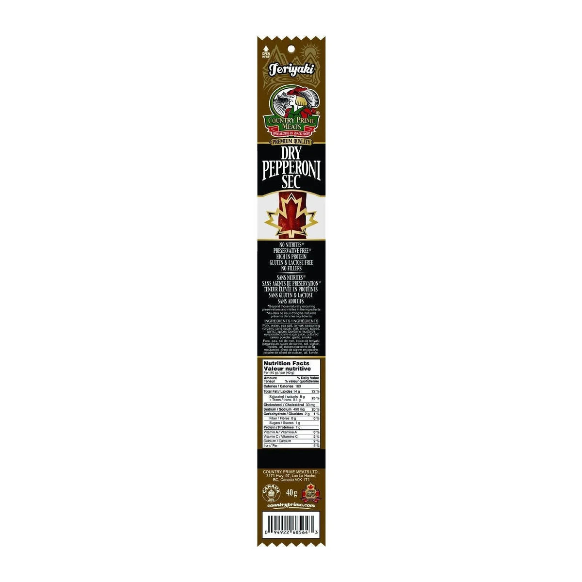 Dry Pepperoni Teriyaki Country Prime Meats - La Boite à Grains