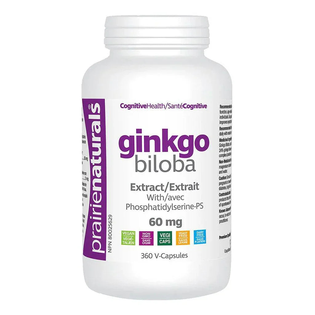 Prairie Naturals Ginkgo Biloba 60 mg 360 vegetable capsules - La Boite à Grains