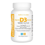 Prairie Naturals Vitamine D3 1000 UI Gélules dans Base d'Huile d'Olive Bio 500 gélules - La Boite à Grains
