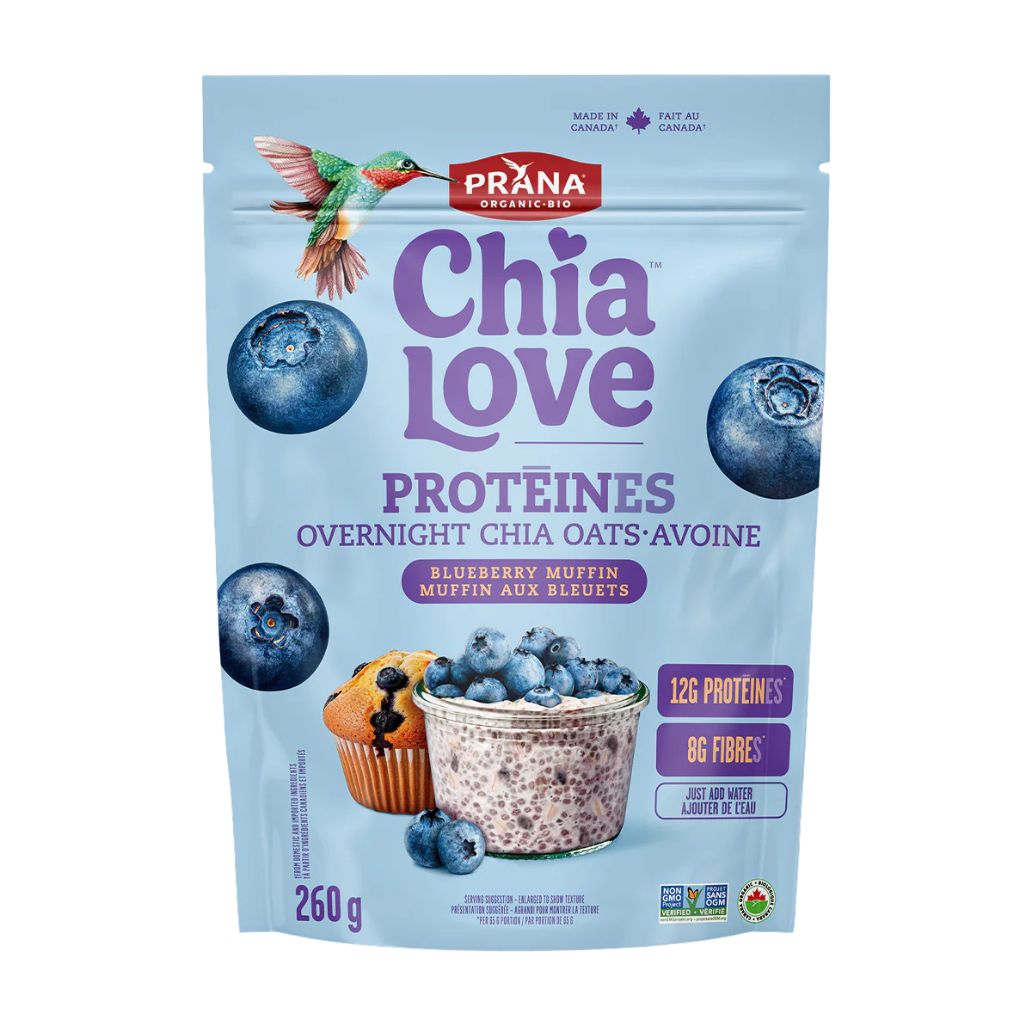 Chia Love overnight chia protéines muffin aux bleuets Prana - La Boite à Grains