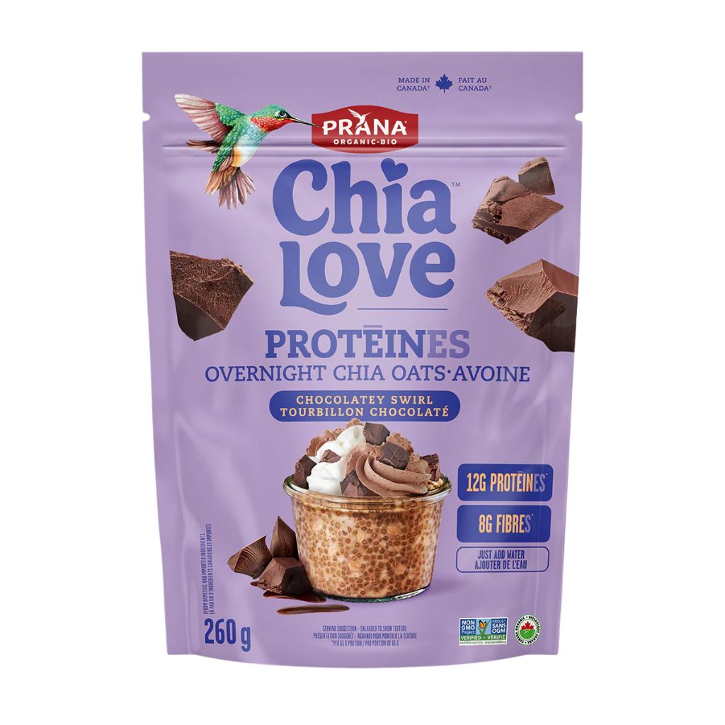 Chia Love overnight chia avoine protéines tourbillon chocolaté Prana - La Boite à Grains