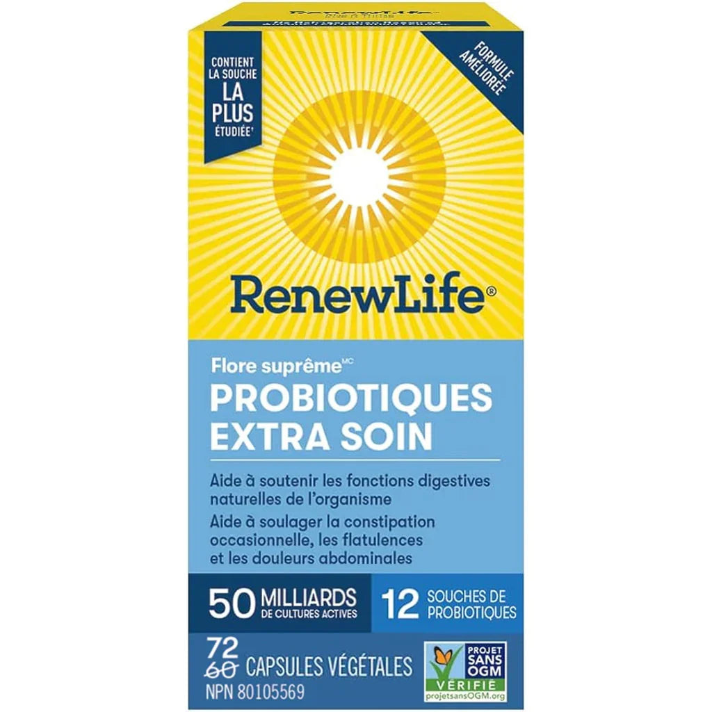 probiotiques extra soin flore suprême renew life format boni 72 capsules végétales