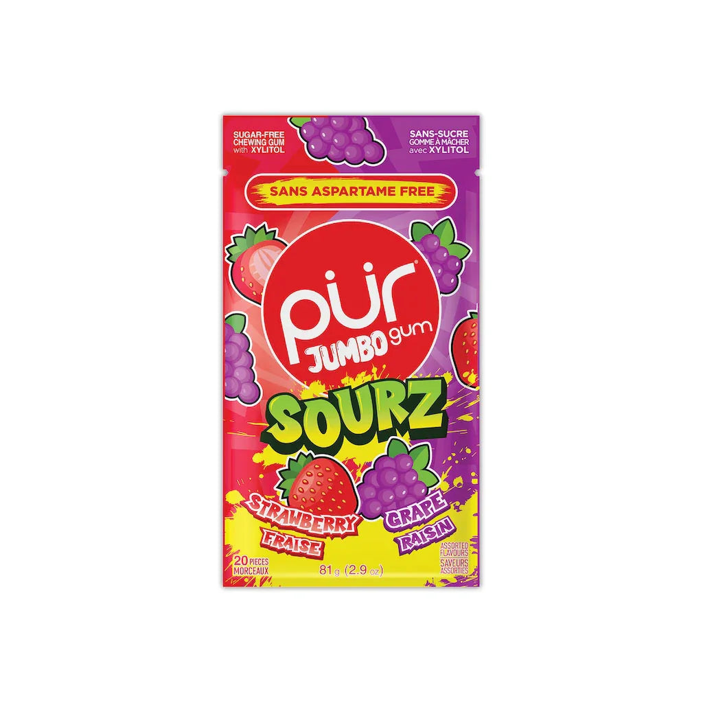 pur gum sourz fraise raisin - La Boite à Grains