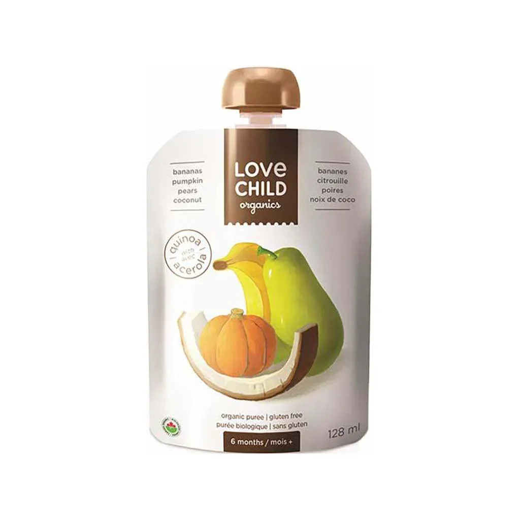 Puree Bananas Pumpkin Pears Coconut Love Child Organics - La Boite à Grains