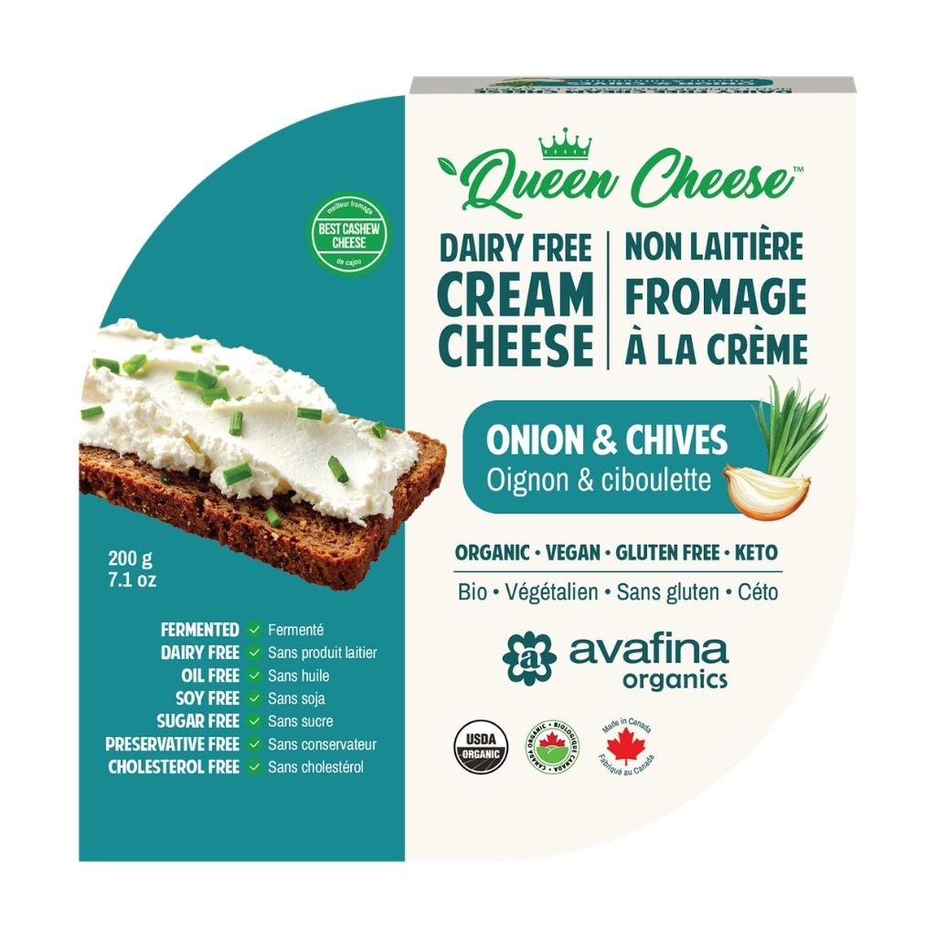 fauxmage à la crème oignon et ciboulette Queen Cheese - La Boite à Grains