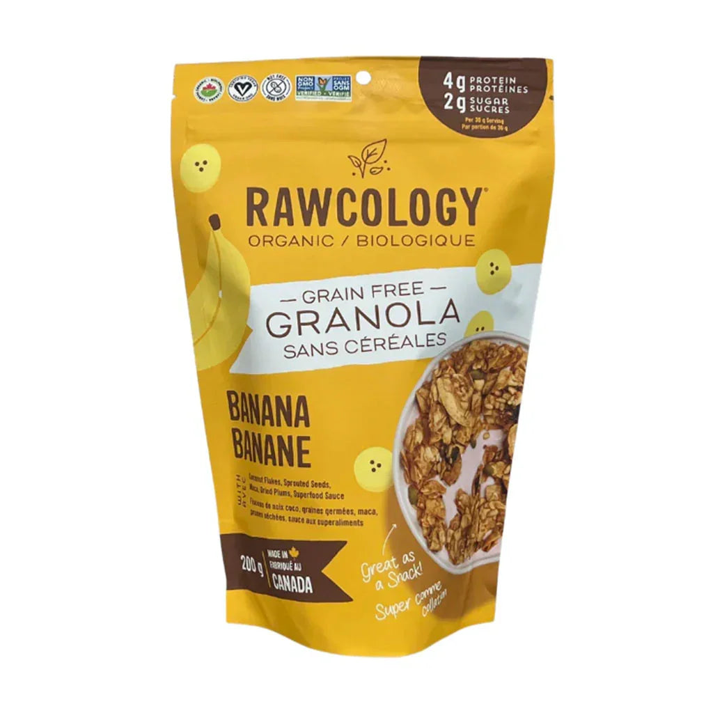 Granola Cru Banane avec Maca Biologique Rawcology - La Boite à Grains
