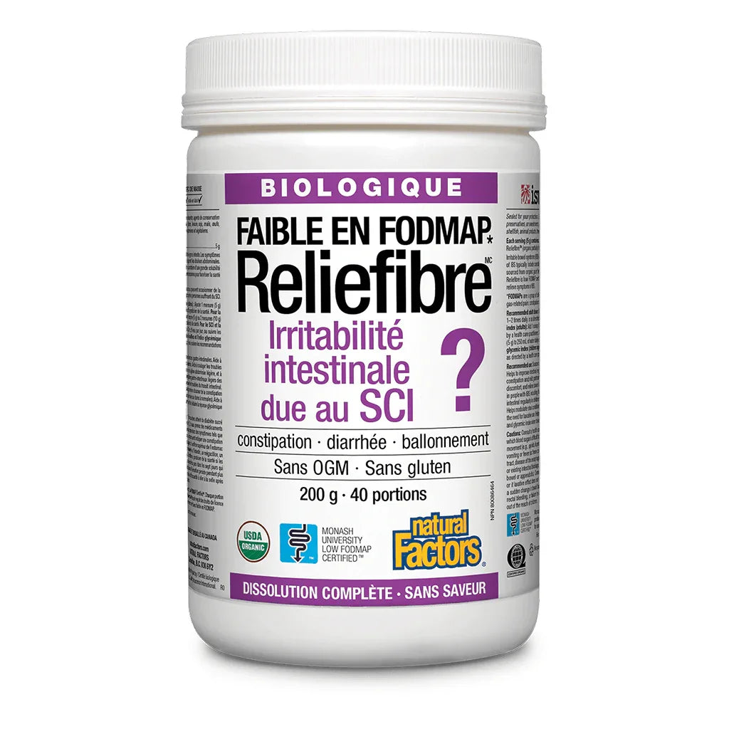 RelieFibre Biologique SCI Low FODMAP Natural Factors - La Boite à Grains