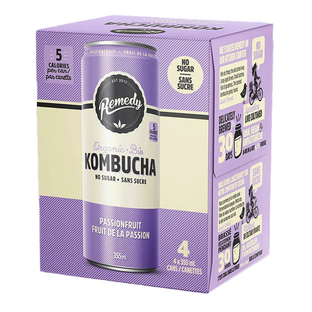 kombucha passion fruit Remedy 4x355 ml - La Boite à Grains