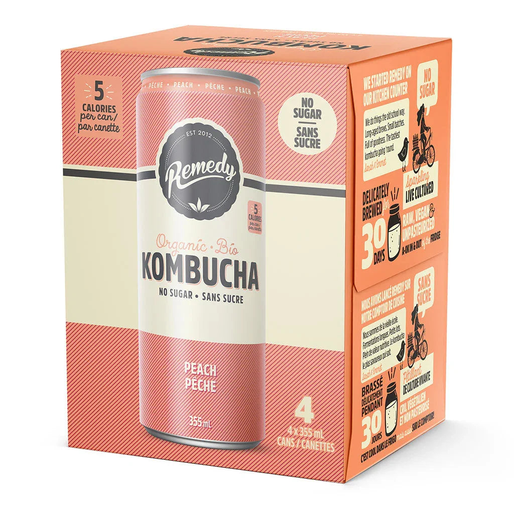 kombucha pêche Remedy - La Boite à Grains