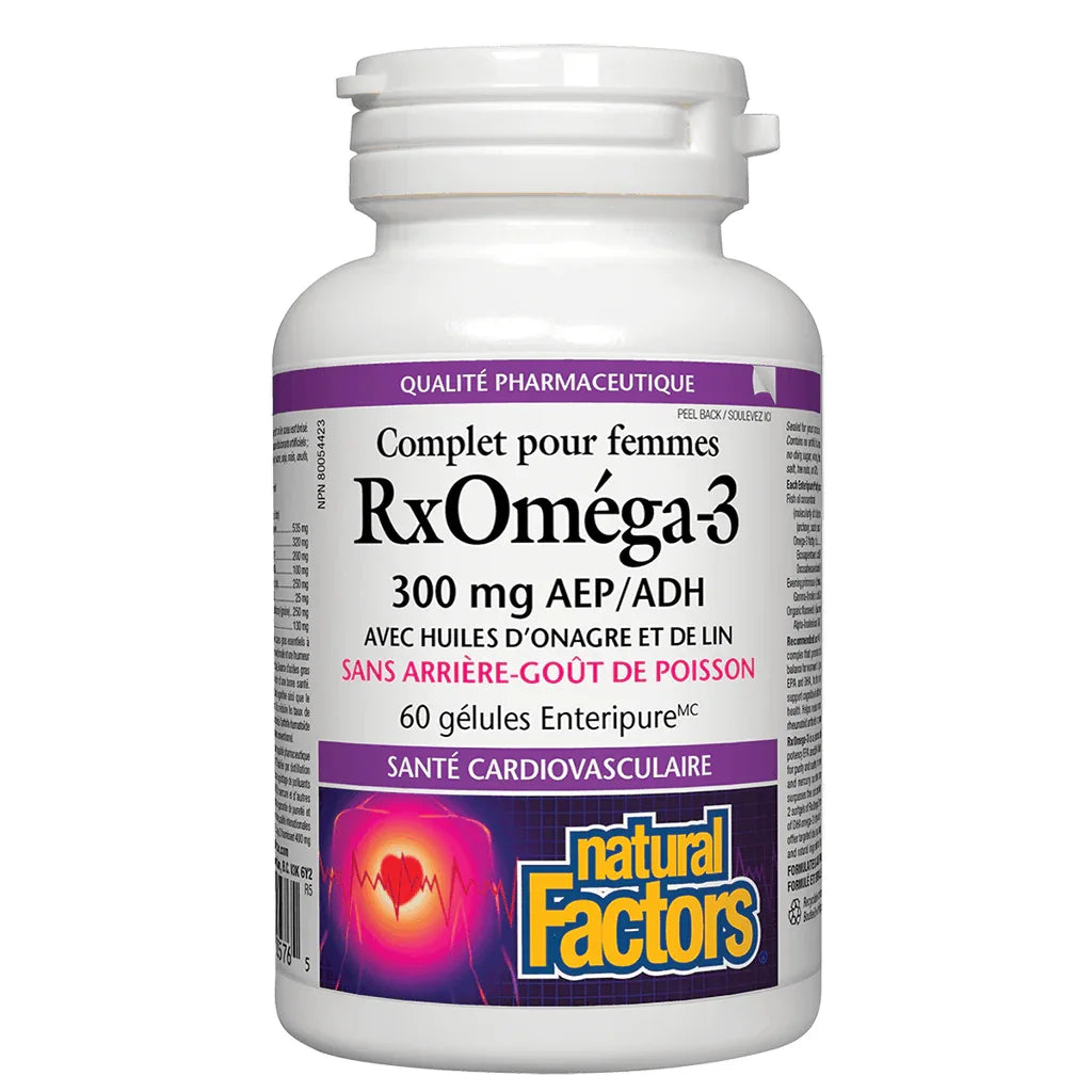 RxOmega-3 Complet pour Femme 300 mg Natural Factors - La Boite à Grains