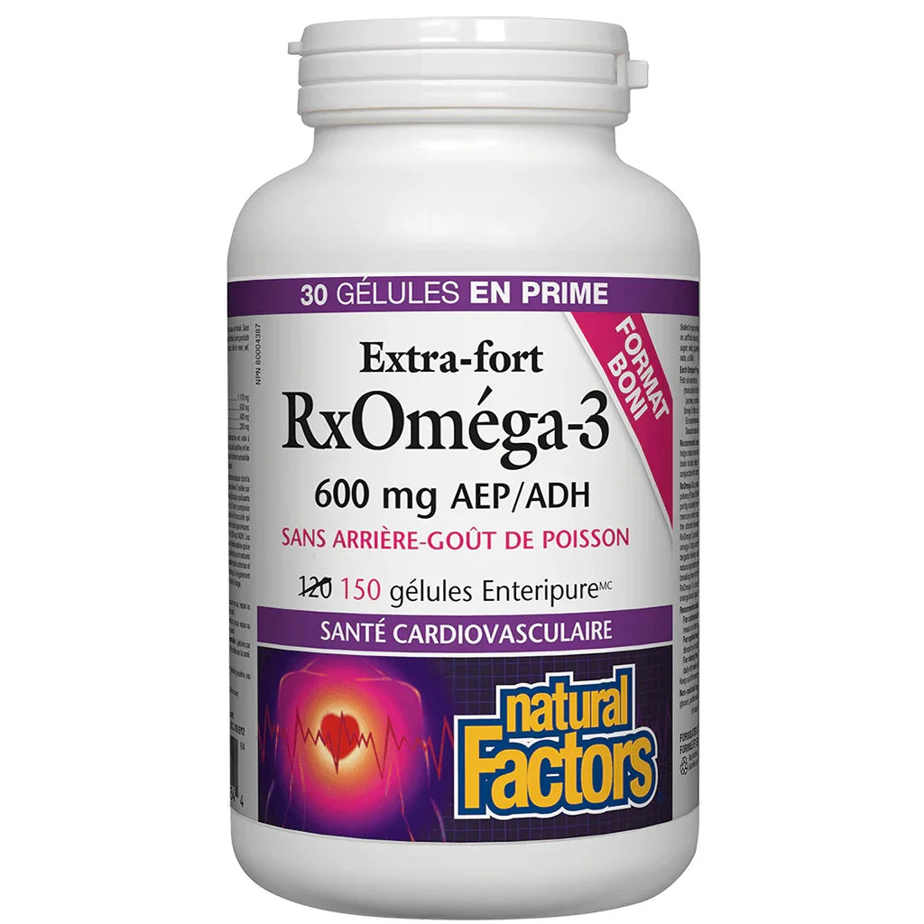 RxOmega-3 Extra Strength 600 mg Natural Factors - La Boite à Grains