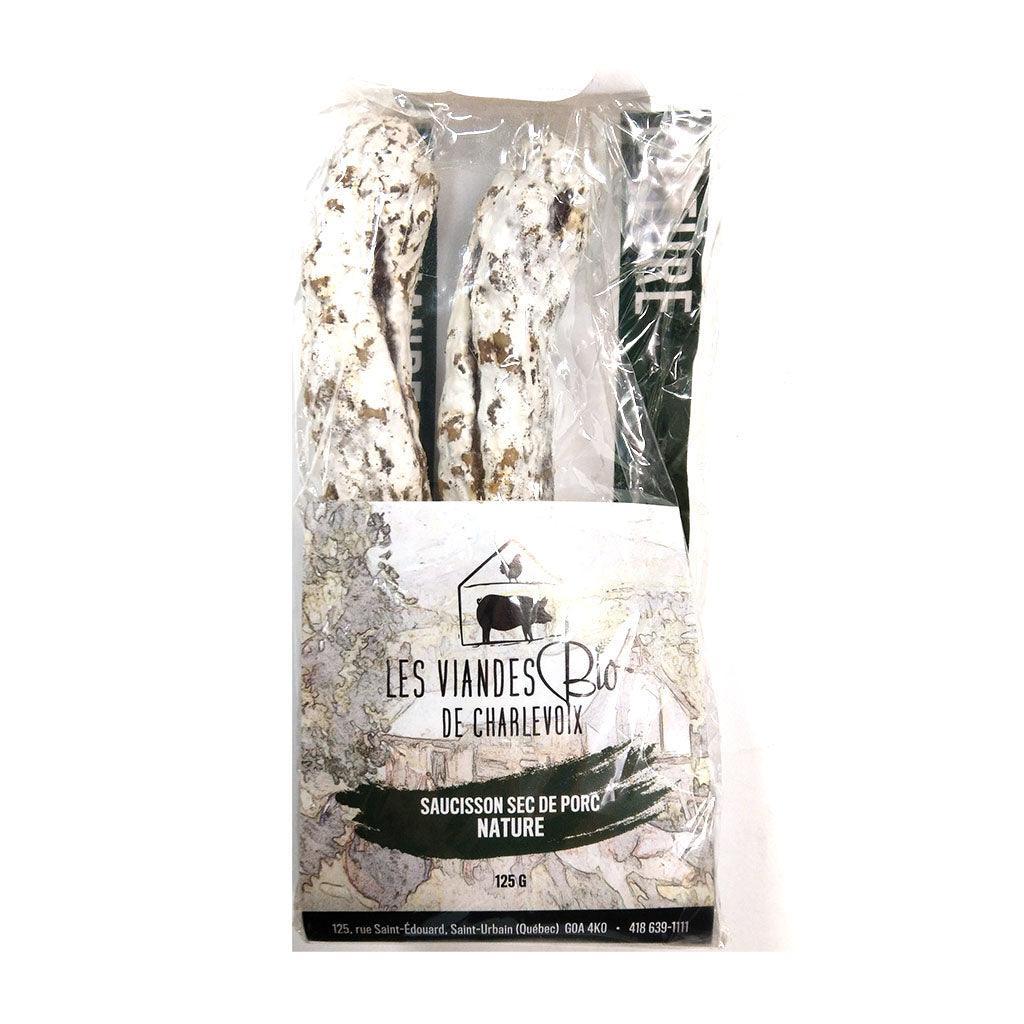 Saucisson Sec de Porc Nature Bio Les Viandes Biologiques de Charlevoix - La Boite à Grains