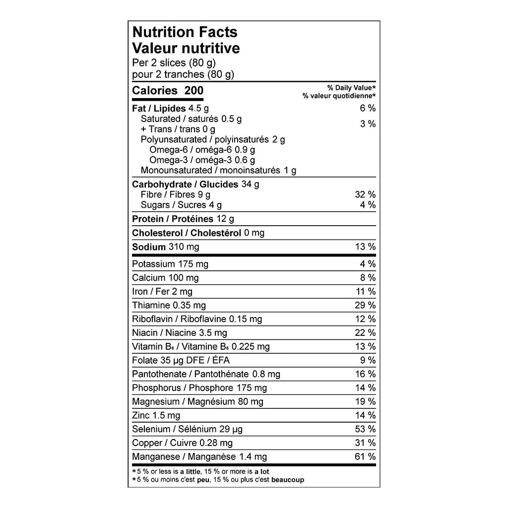 silver hills sprouted power bread full seeds ahead organic 680 g nutritional value - La Boite à Grains