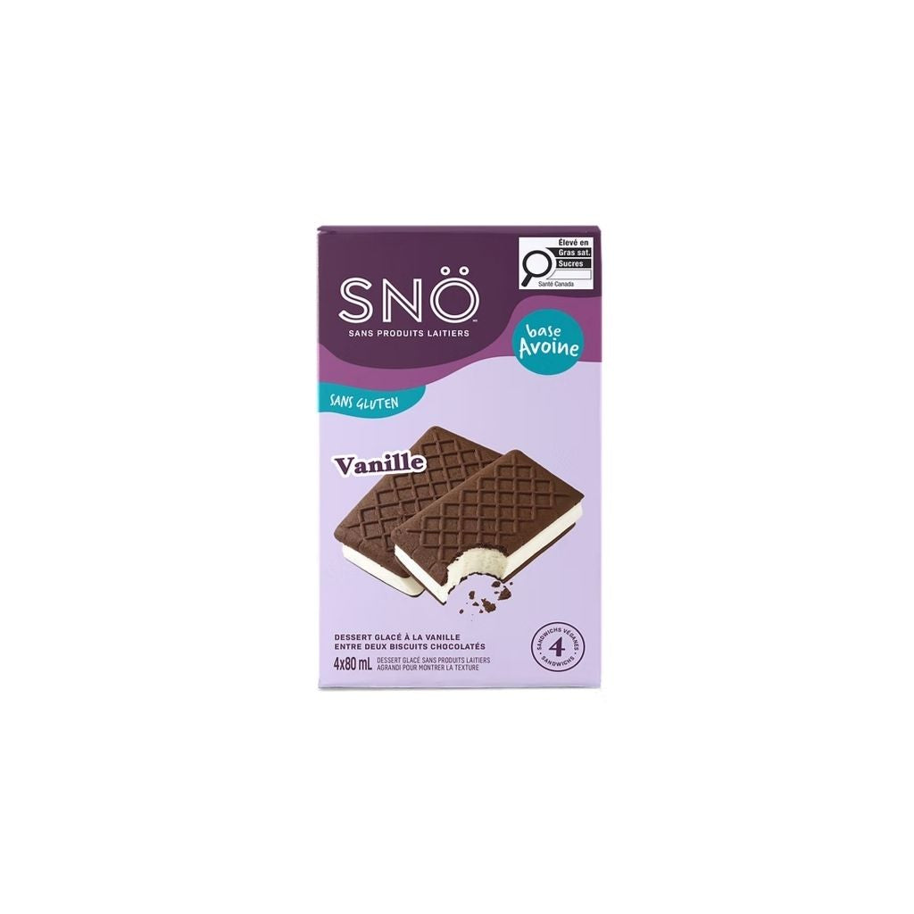 SNÖ dessert glacé vanille entre deux biscuits chocolatés - La Boite à Grains