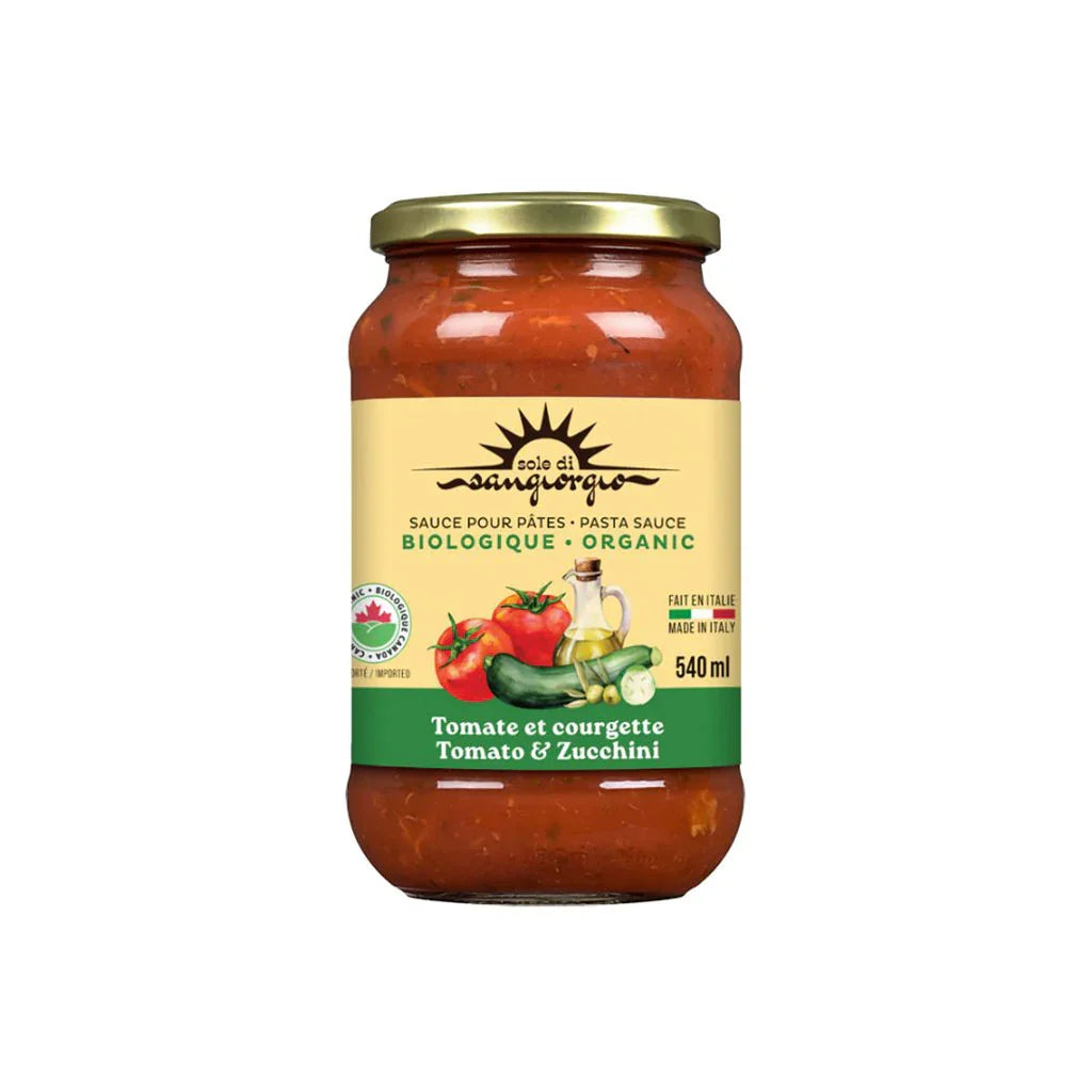 sauce pour pâtes tomate et courgette biologique Sole Di Sangiorgio - La Boite à Grains