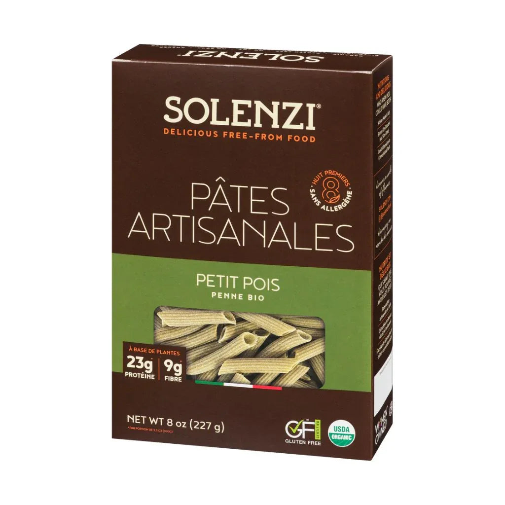 penne aux petits pois biologiques Solenzi - La Boite à Grains