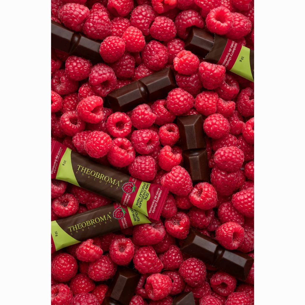 chocolat sans sucre éclats de framboise Theobroma - La Boite à Grains