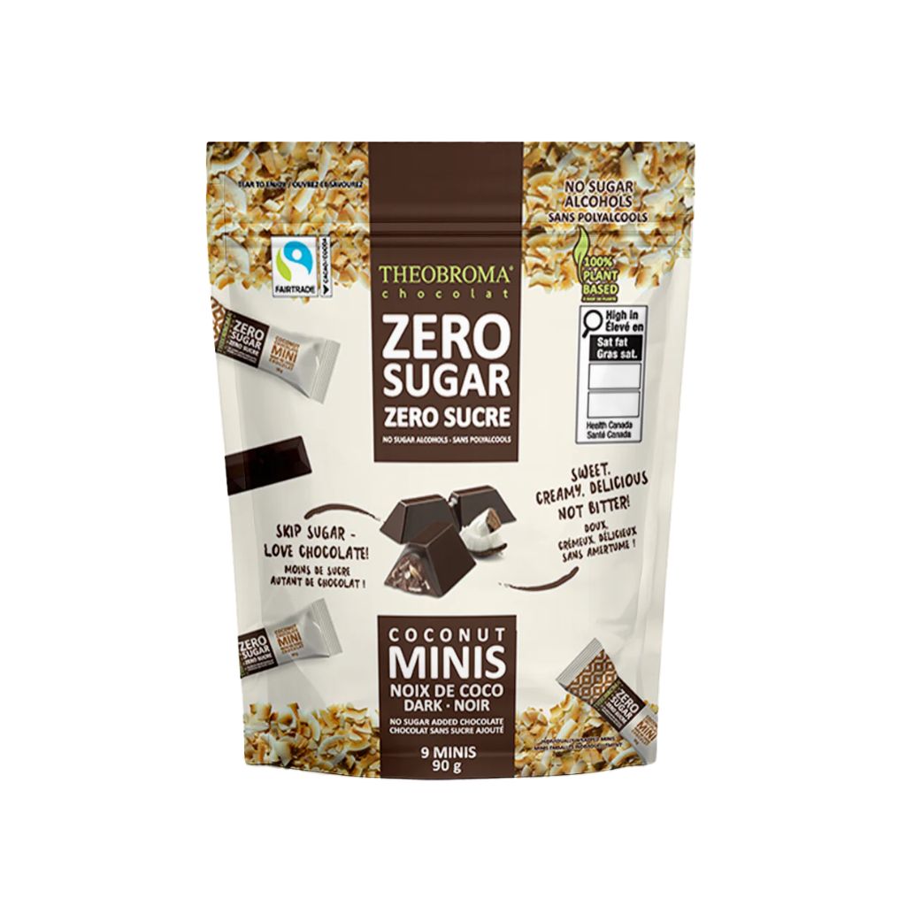 mini chocolats noir noix de coco sans sucre Theobroma - La Boite à Grains