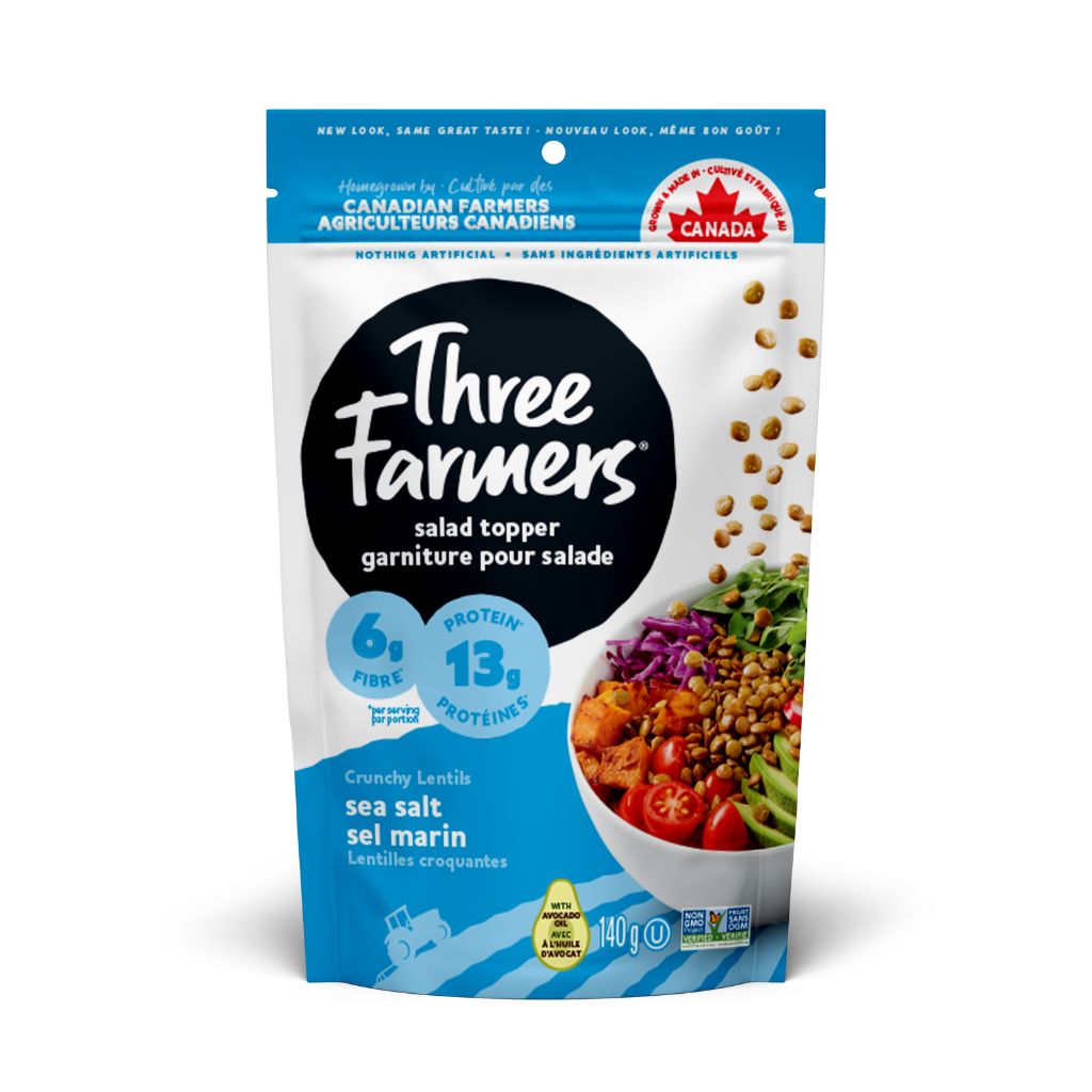 garniture pour salade lentilles croquantes sel marin Three Farmers - La Boite à Grains