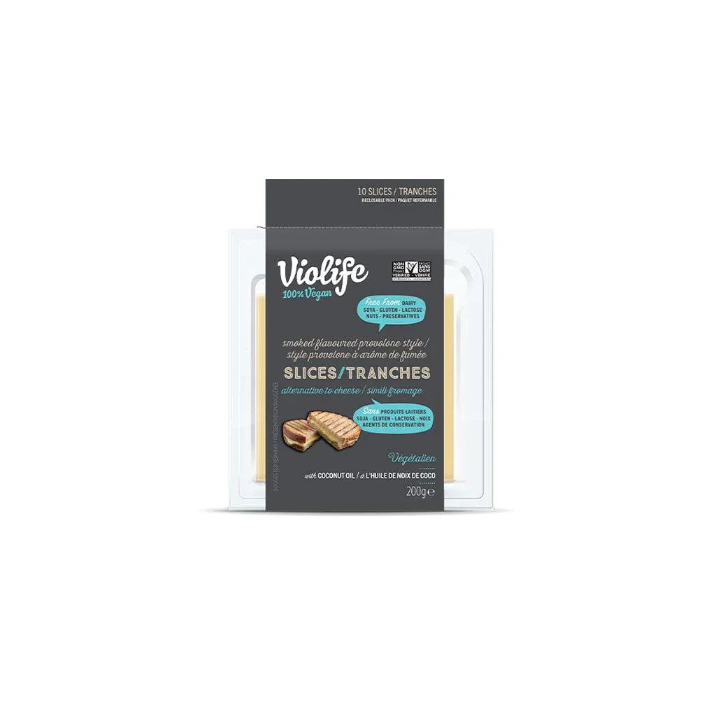 Tranches de Simili Fromage Style Provolone à Arôme de Fumée Violife - La Boite à Grains