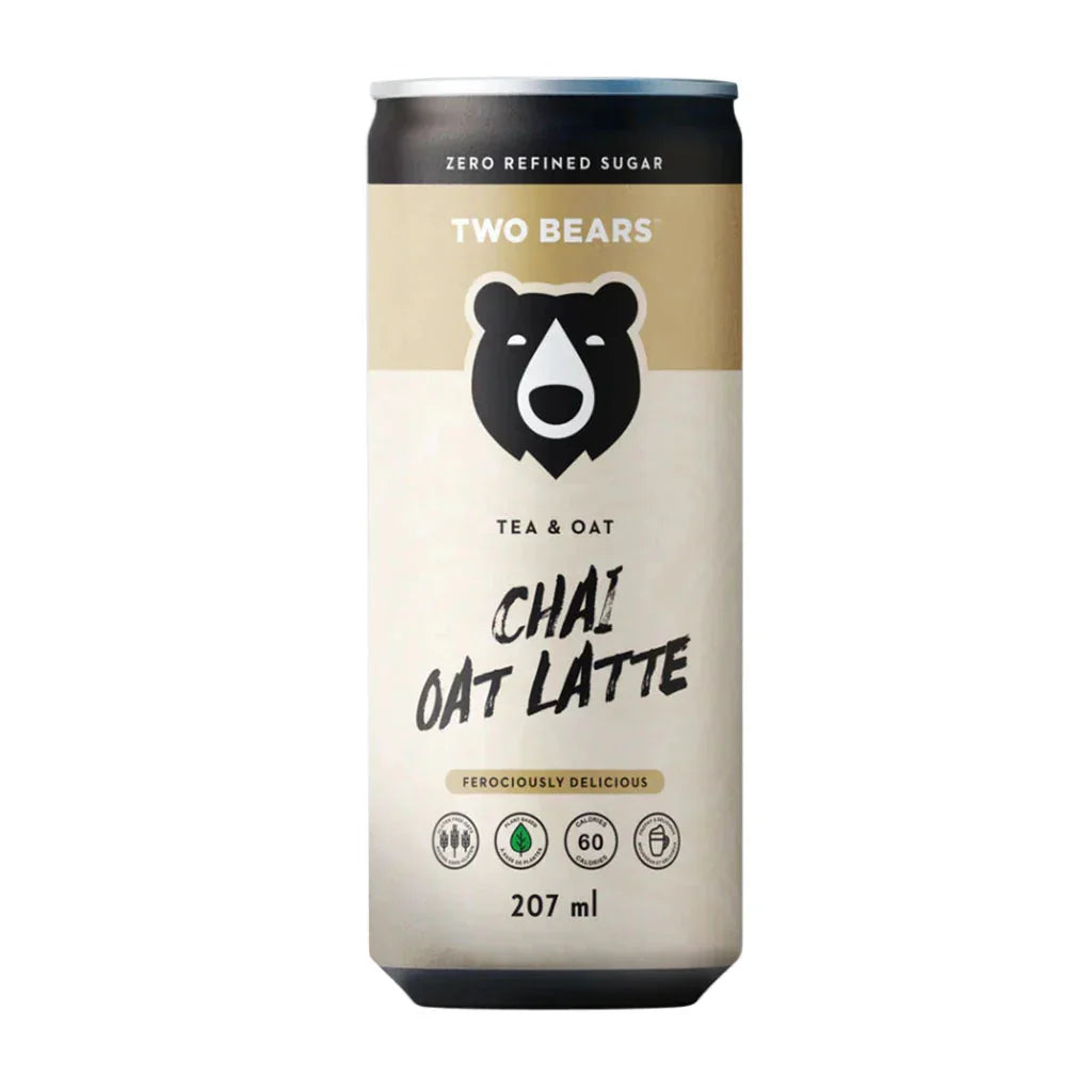 two bears latte sparkling chai tea with oats 207 ml - the grain box