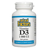 Vitamine D3 1000 UI Gélules Natural Factors - La Boite à Grains