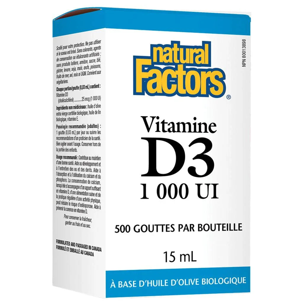 Vitamin D3 1000 IU Liquid Natural Factors - La Boite à Grains