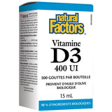 Vitamin D3 400 IU Liquid Natural Factors - La Boite à Grains