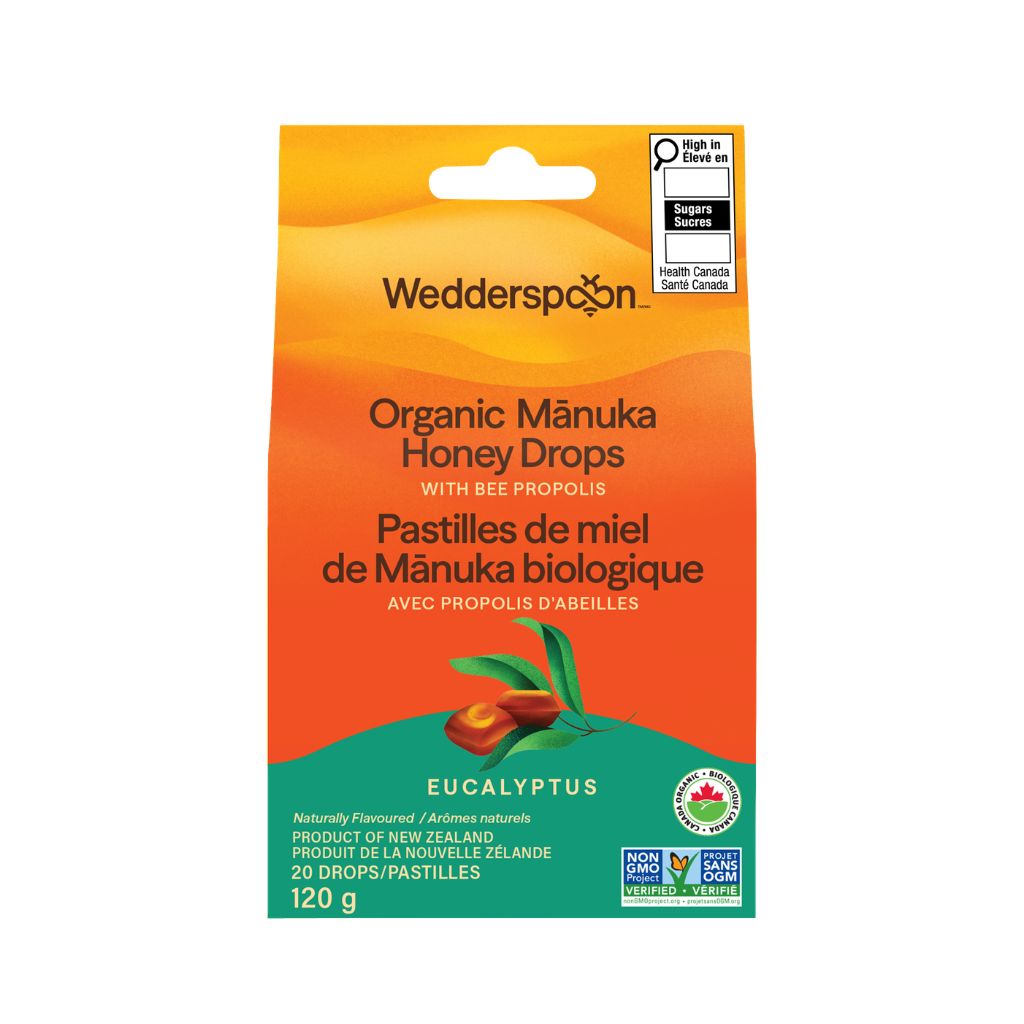 pastilles de miel de Manuka biologique avec propolis eucalyptus Wedderspoon - La Boite à Grains